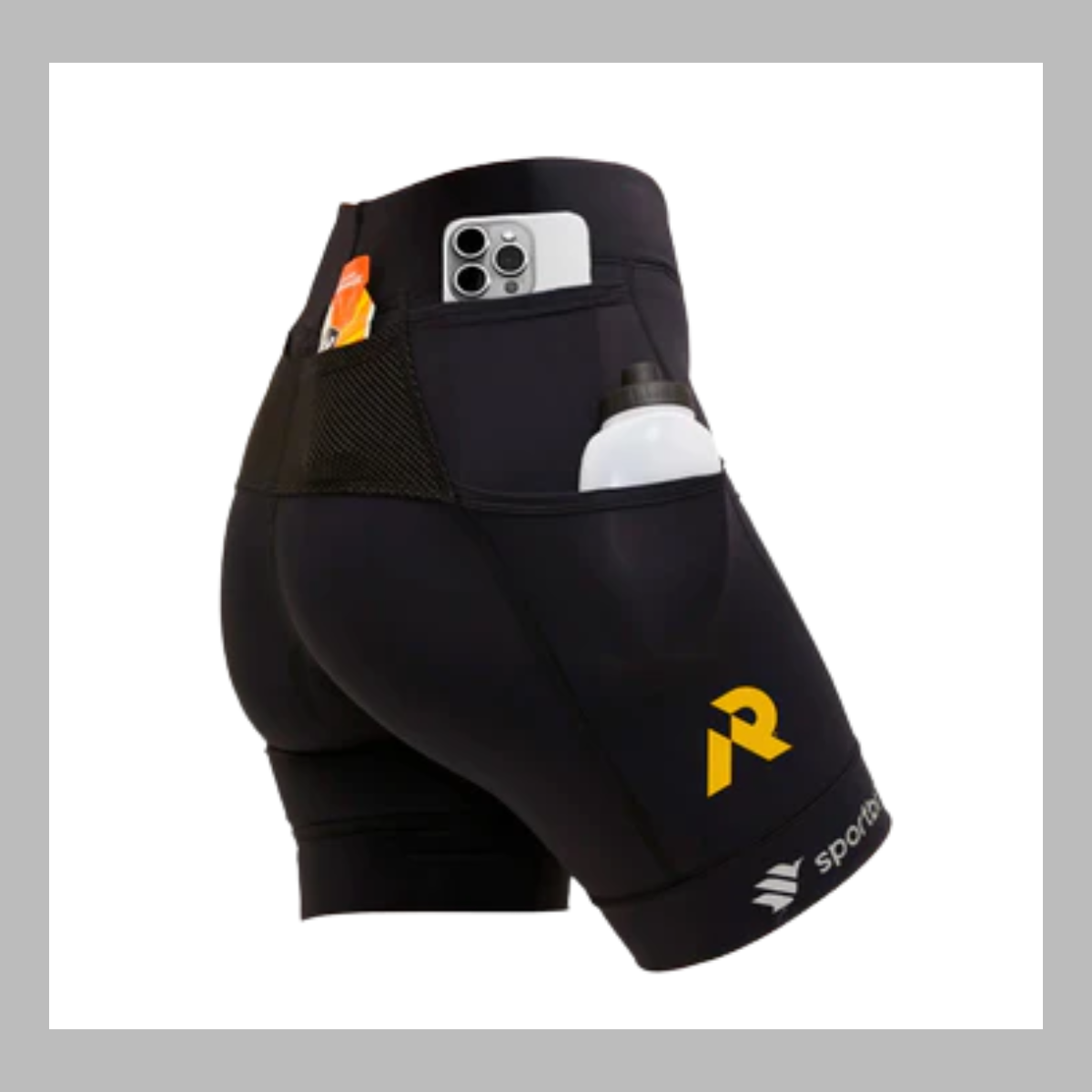 Bermuda de Compressão Feminina Para Corrida 6 Bolsos MPR - Preta